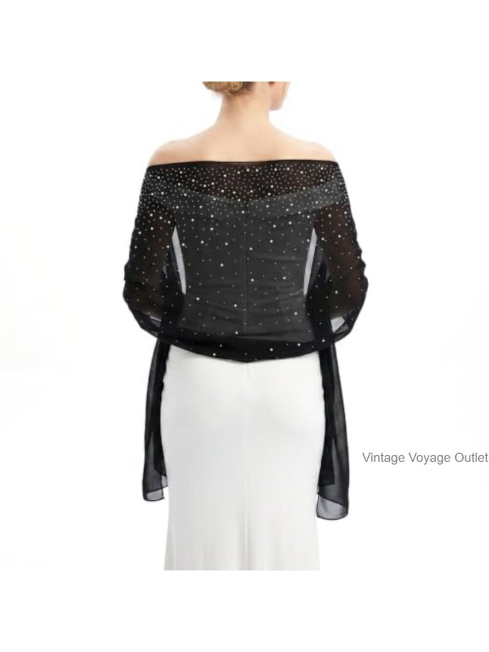 Rhinestone Chiffon Shawl Wrap for Evening Dresses